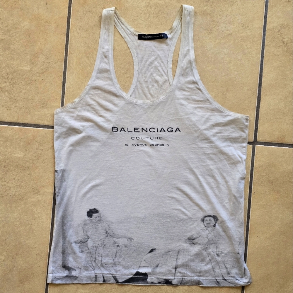 Balenciaga Couture White Graphic Tank